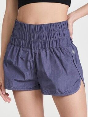 Free People Movement The Way Home Smocked Shorts - Deep Sea Blue Purple Small